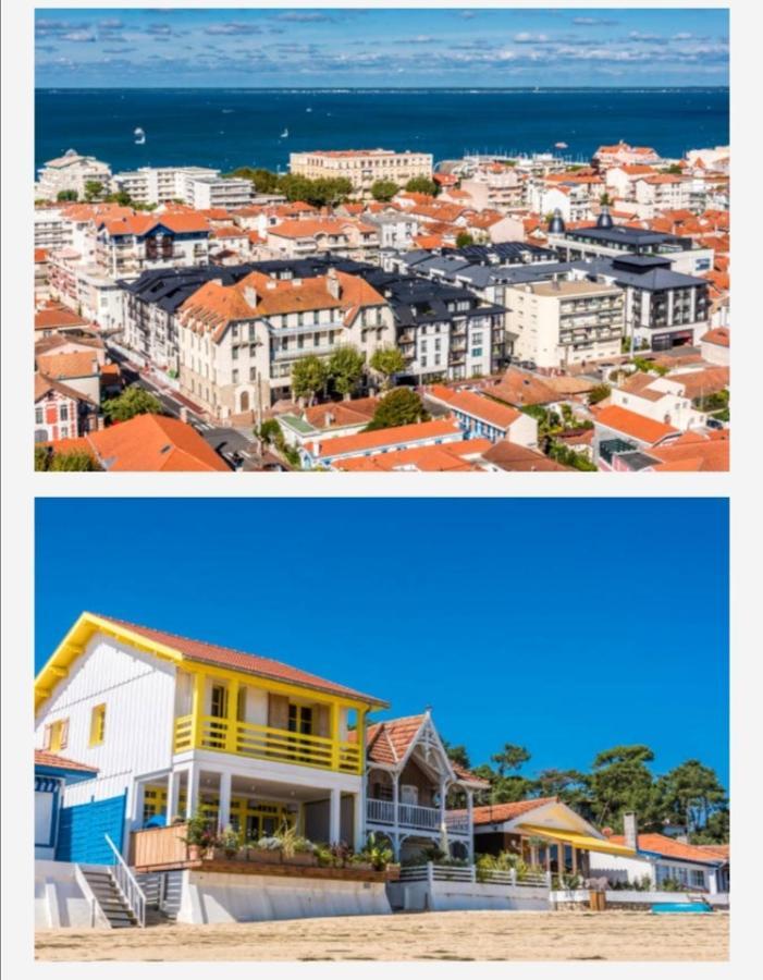 Appartement vue sur baie et océan, 100 m de la plage et du centre par chemin privé Arcachón Exterior foto